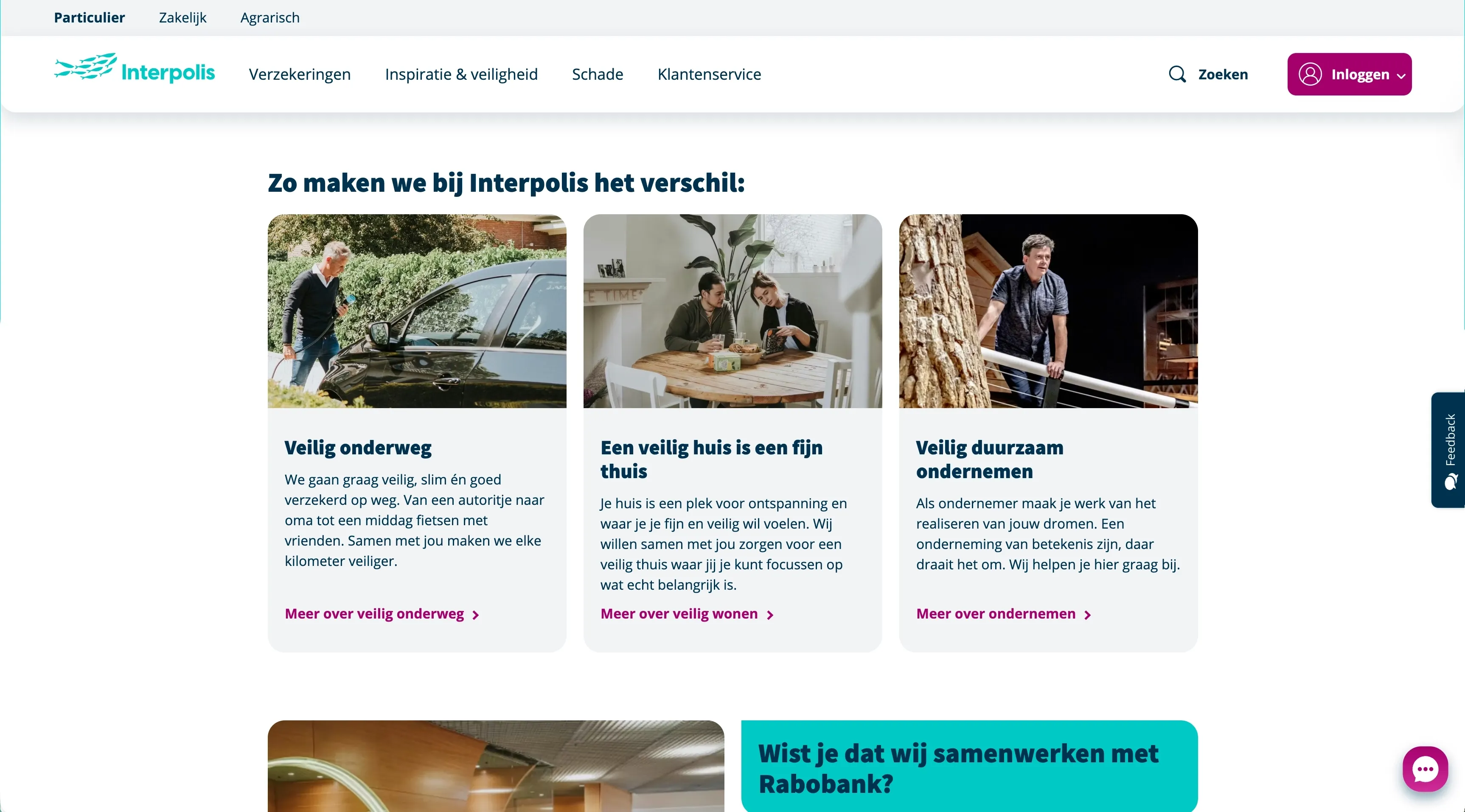 Interpolis page with cards