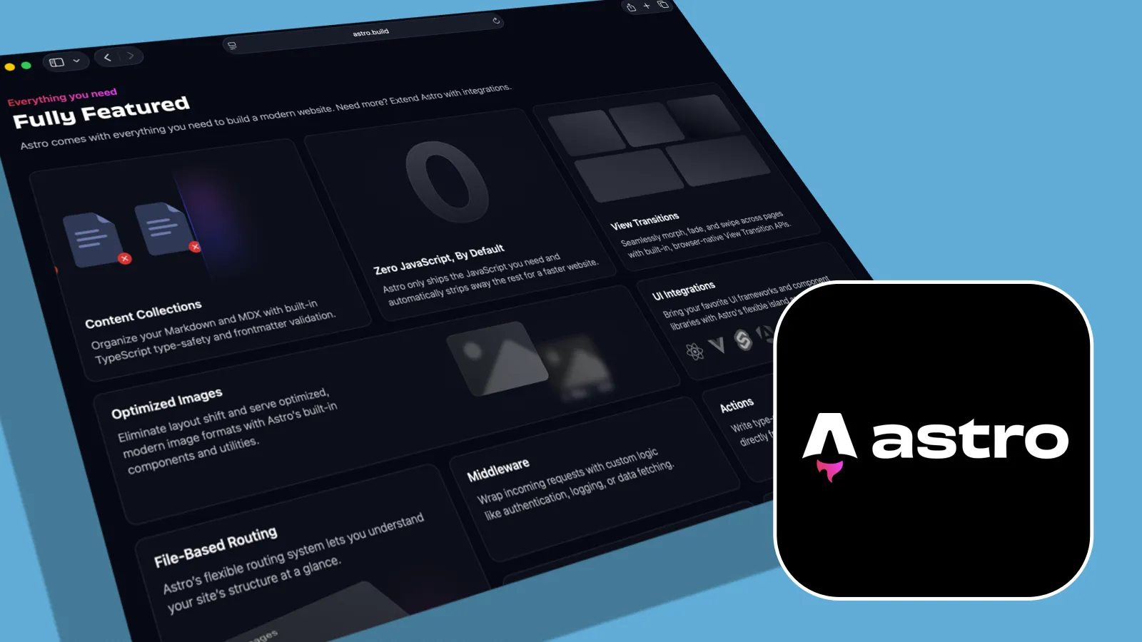 Astro screenshot and logo